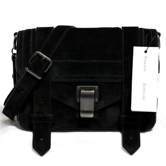 Proenza Schouler Handbags - Proenza Schouler Black PS1 Black Suede Mini Crossbody Bag
